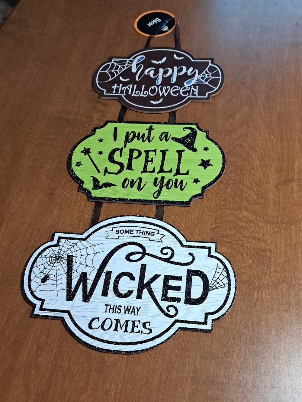 Halloween Hanging Sign Set - Green, White, Black